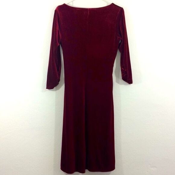 BSlim red faux velvet dress w/interior shapewear-S - Picture 3 of 8